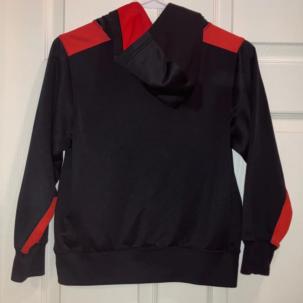 Nike Dri Fit Hoodie Youth Black Red Football Helmet Graphic Pullover Sweatshirt